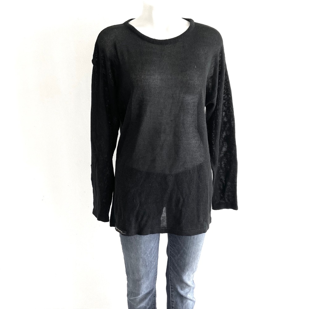 Harley Davidson Sheer Black Knit Sweater Long Sleeve Crew Neck Top Large